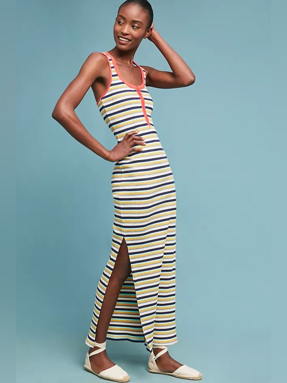 Splendid x Margherita Anthropologie Striped Rib-Knit Maxi Tank Dress